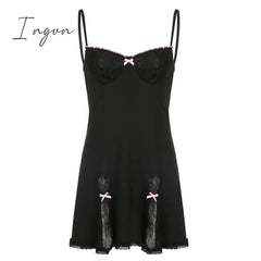 Ingvn - Lace Patchwork Dress Pink Sleeveless Kawaii Sundress Sweet Japanese Style Aesthetic Outfit Y2K Beach Outfit Sexy Hot