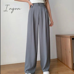Ingvn - Spring Autumn Loose Wide Leg Trousers Female Causal Elastic High Waist Women Suit Pants Ladies Solid Pantalon New