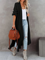 Stylish & Cozy Open Front Cardigan - Long Sleeve, Stretch Knit, Solid Color, Perfect for Autumn/Winter