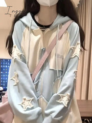 Ingvn - Stars Stick Cloth Embroidered hoodie hoodie women long-sleeved loose college style niche cardigan coat 2023 spring Autumn