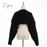 Ingvn - Sexy cropped cardigan knitted short cardigan sweaters for women fashion cute tops korean style long sleeve top batwing sleeve
