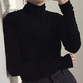 Ingvn - harajuku Solid Bottoming t Shirt Women Spring Autumn Tee Shirts Korean Turtleneck Slim Long Sleeve Black White T-shirts 90s tops