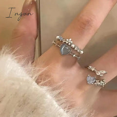 3pcs New Arrived Romantic Cute Blue Heart Ring for Women Exquisite Jewelry Set Ring Micro Flower Zircon Party Dating Accessories