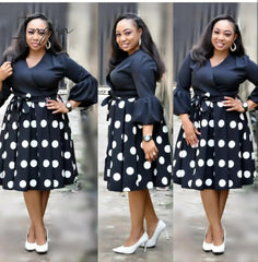 Ingvn - new summer elegent fashion style african women printing plus size polyester dress L-3XL