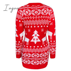 Ingvn - Fashion Autumn Winter Long Sleeve Loose Christmas Dresses Ladies Christmas Print A-line Mini Dress tops New Women