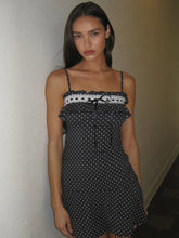 Spaghetti Strap Polka Dot Mini Dress For Women Robe Contrast Color Off-shoulder Sleeveless Backless Club Party Dress