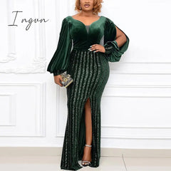 Ingvn - Plus Size Clothing for Women Spring Autumn African Women Long Sleeve Polyester Long Dress Maxi Dress African Dresses for Women