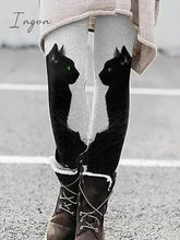 Ingvn - Women's Tights Leggings Ankle-Length Print Micro-elastic Mid Waist Fashion Halloween Daily Black Red S M Spring & Fall