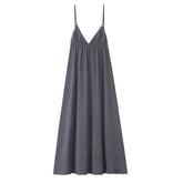 Sexy Backless Flowy Midi Slip Dress Women High Waist V Neck A-line Holiday Summer Dresses Casual Beach Vestidos
