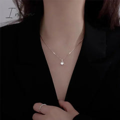 New Trendy Simple Bling Zircon Water Drop Pendant Necklace for Women Niche Design Party Jewelry Girlfriend Gifts