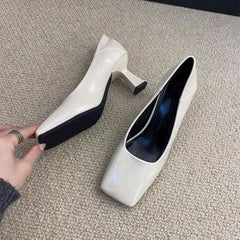 Ingvn Luxury Designer Square Toe Women Mary Jane Shoes Fashion Shallow Slip On Shoes Autumn Ladies Career Dress Pumps