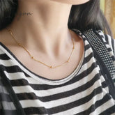 New Trendy Simple Golden Plated Bead Snake Chain Necklace for Women Exquisite Stainless Steel Chain Sweet Elegant Party Gifts