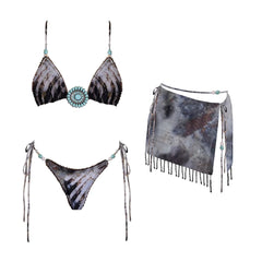 3Pcs Mirco Bikini Mini Skirt Women Sexy Swimsuit Push Up Swimwear Female Bandeau Biquini Turquoise Bathing Suit Beachwear Outfit