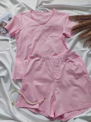 Ingvn Pajamas for Women Homewear V-neck T Shirt Shorts 2 Pieces Sets Women Outfits Girls Sleepwear Underwear