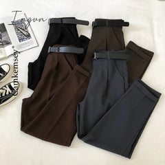 Ingvn - Spring Womens Fashion Office Lady Work Leisure Suit Pants Korean Solid Spring Autumn Casual High Waist Ankle Length Harem Pants