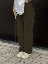 Vintage High Waist Denim Cargo Pants for Women | Breathable & Comfort-Fit with Pockets | Casual Chic, Machine-Washable Jeans