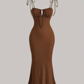 Sultry Bodycon Dress - Mid Elasticity, Drawstring Ruched, Spaghetti Strap, Machine Washable, Sexy Solid Color Party Dress for Women - Summer Essential