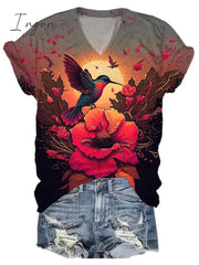 Ingvn - Women's T shirt Tee Halloween Shirt Black Yellow Pink Graphic Floral Print Short Sleeve Halloween Weekend Basic V Neck Regular Fit Floral Painting