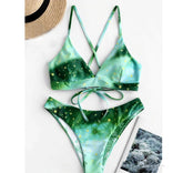 Women Bikini Set Swimsuit Women Starry Sky Moon Flower Fashion Brazilian Bathing Suit Swimwear Lady Summer Hot