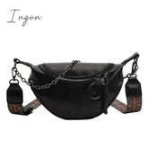 Ingvn - Fashion Saddle Waist Bag Fanny pack Luxury Leather Female Belt Bags Chain Handbag Purse Woman Retro Shoulder Crossbody Chest Bag