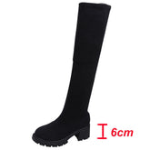 Autumn Winter Women's Over The Knee Sock Boots Stretch Knitted Thick Heels Long Boots Woman Slip On Platform Shoes