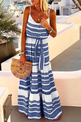 Ingvn - Geometric Printed Loose Ankle Length Dress(4 colors)