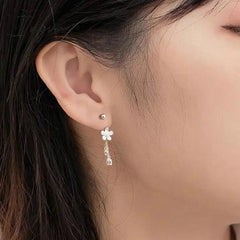 Korean Trendy Simple Flower Bell Orchid Tassel Copper Earrings for Women Sweet Elegant Party Jewelry Girlfriend Gifts