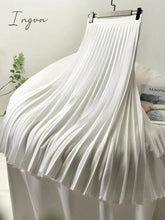 Ingvn - Brand Designer Women Spring Autumn Elegant Chic Solid Pleated Skirt High Waist Luxury Fashion With Elastic Female C-035