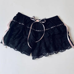 Ruffle Bloomers Women y2k Aesthetic Lolita Kawaii Cute Bowknot Lace Layered Safety Pants Fairycore Panties Underwear