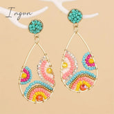 New Fashion Boho Colorful Bead Earrings for Women Exquisite Copper Needle Earrings Sweet Niche Design Party Jewelry Gifts