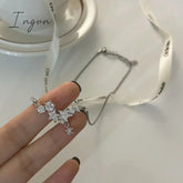 Fashion Vintage Silver Color Star Rhinestone Pendant Necklace for Women Girls Luxury Unique Design Y2k Aesthetic Jewelry