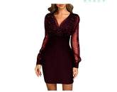 Women V-neck Sequin Dress Slim-fit Sexy dress