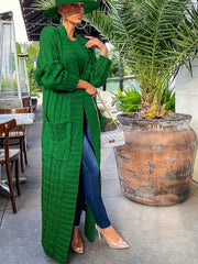 Elegant Long Sleeve Halter Neck Cardigan – Winter-Warm Knit Sweater with Pockets for Women, Durable & Easy Care
