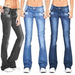 Ingvn - Autumn Black Flared Jeans Women Casual Vintage Skinny Low Rise Bell Bottom Mom Jeans Korean Slim Denim Trousers Y2k Pants