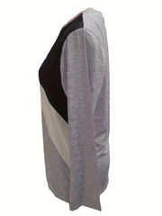 Vibrant Striped Color Block Long Sleeve T-Shirt - Ultra-Casual, Comfortable, and Versatile for Spring and Fall - Womens Fashion Essential