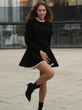 Black Lace Mini Dress For Women Fashion Patchwork High Waist Elegant Vintage Dress Summer Patchwork Party Dress Gown