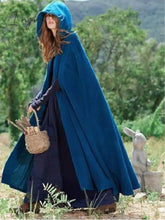 Ingvn - Women's Coat Cloak / Halloween Capes Long Layered Coat Green Black Blue Gray Stylish Christmas Fall Single Breasted Crewneck Loose S M L XL / Winter