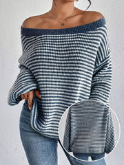 Cozy Fit Drop Shoulder Sweater - Pullovers - Soft, Loose Knitted, Casual Crew Neck, Long Sleeve, Women's Clothing for Everyday Wear