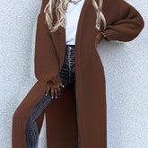 Women's Stylish All-Season Cardigan - Durable Knit with Chic Solid Color, Micro Elasticity, Open Front, and Side Splits