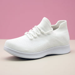 Women's Breathable Knit Sneakers, Casual Lace Up Outdoor Shoes, Comfortable Low Top Shoes plus size