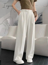 Ingvn - Spring Outfits Pants Women Korean Style Casual High Waist Chic Office Lady Female Elegant Black Straight Suit Pants Trousers Khaki