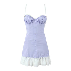 Summer Women White Patchwork Red Plaid Sling Mini Dress Sexy Thin Straps Lace Up Back A-line Party Dresses Holiday Robe