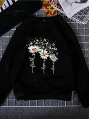 Ingvn - Women's Sweatshirt Pullover Basic Black Yellow Pink Floral Butterfly Street Round Neck Long Sleeve Top Micro-elastic Fall & Winter