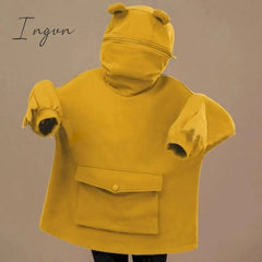 Ingvn - Women Autumn Thick Loose Sweatshirt Harajuku Letters Printed Lovely Frog Casual Hooded Hoodies Pullover Female Thicken Coat New