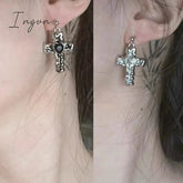 Korean Zircon Crystal Cross Earrings Women Drop Earrings for Gothic Punk Hip Hop Female Piercing Dangle Earrings Party Jewelry