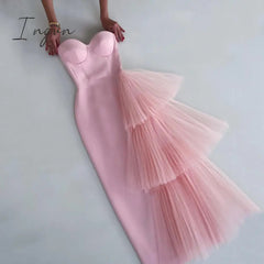 Ingvn - 2023 New Bandage Dress Sexy Bodycon Women Mesh Strapless Party Club Evening Elegant Black White Clothes