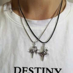 Simple Trendy Star Choker Necklace Pendant Neck Y2K Jewelry Accessories Women Girls Men's Fashion Party Snake Chain Necklace