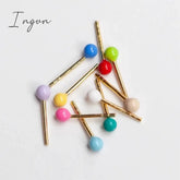 New Trendy Simple Colorful Bean Earrings for Women Exquisite Silver Needle Studs Sweet Elegant Charms Party Jewelry Gifts