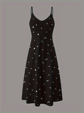Womens Elegant Ditsy Floral Print Midi Slip Dress - Soft Micro Elasticity V Neck Backless Design, Comfortable Knit Fabric, Random Printing, Perfect for Home Wear All Seasons