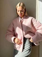 Ingvn Women's Short Fur Jacket Autumn Winter Thick Loose Casual Chic Cardigan Female Warm Fashion Solid Color Short Coat